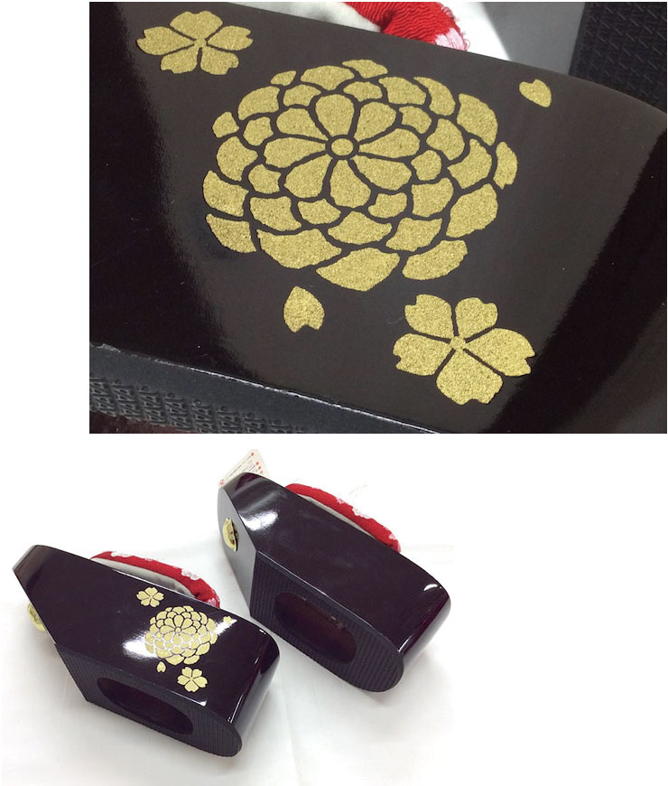 Amazon.co.jp: [和さくら庵] こっぽり ぽっくり 下駄 ぼかし塗 桜 黒鼻緒 振袖 成人式 卒業式 袴 着物 : ファッション