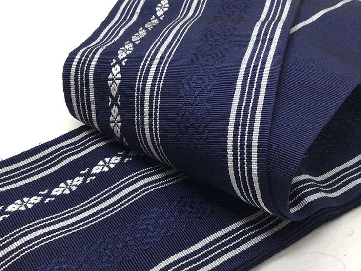 博多織 角帯 正絹 日本製 紺 201212-1 | きもの館【久五郎】