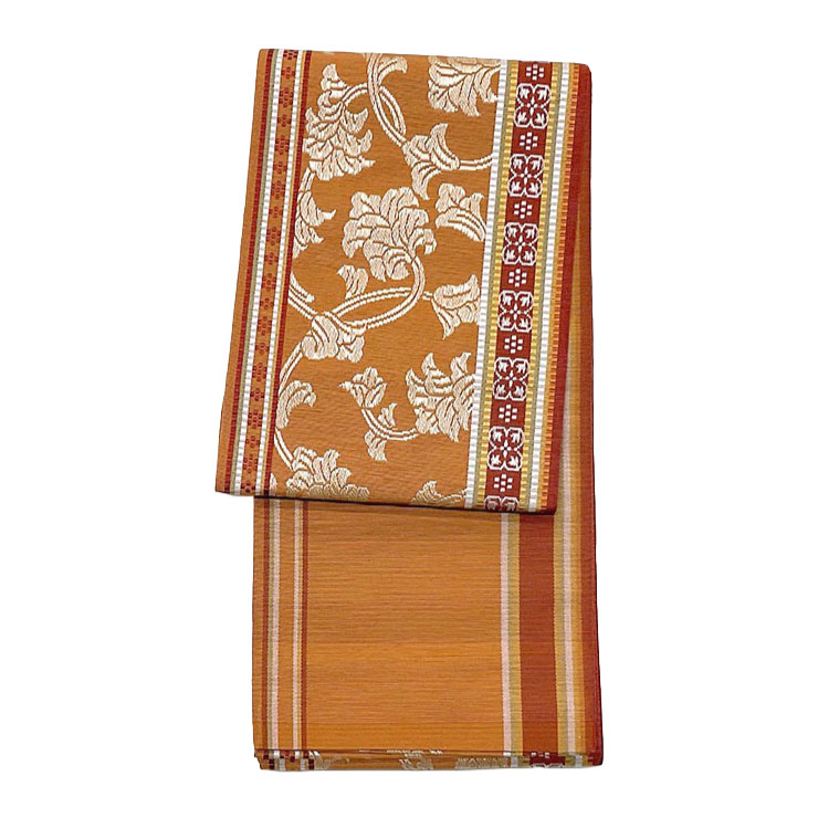 博多織 半幅帯 小袋帯 絹 日本製 オレンジ 201214-4 | きもの館【久五郎】
