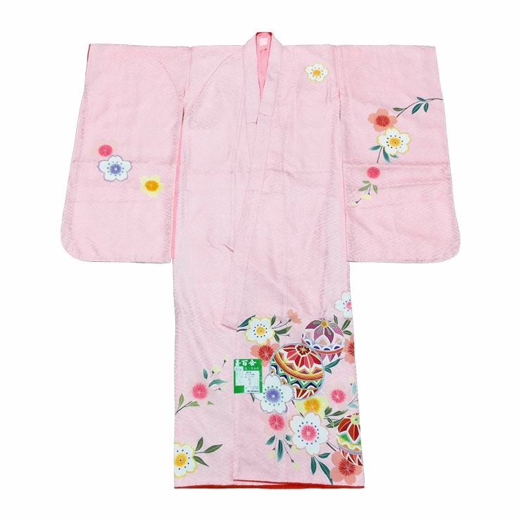 女の子 四つ身着物 長襦袢付 絵羽 ピンク 桜 毬 日本製 七五三 女の子 四つ身着物 長襦袢付 絵羽 ピンク 桜 毬 日本製 七五三