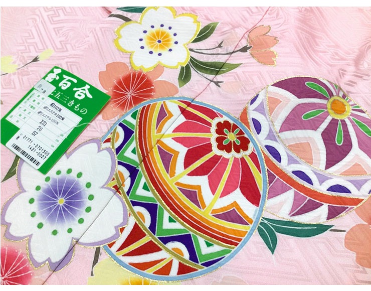 女の子 四つ身着物 長襦袢付 絵羽 ピンク 桜 毬 日本製 七五三 女の子 四つ身着物 長襦袢付 絵羽 ピンク 桜 毬 日本製 七五三